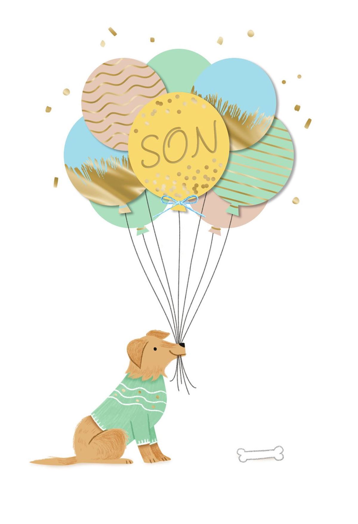 SON OPEN DOG WITH BALLOONS